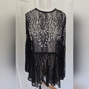 LaBellum Hillary Scott Top Womens S Sheer Lace Victorian Beaded Fairy Whimsical